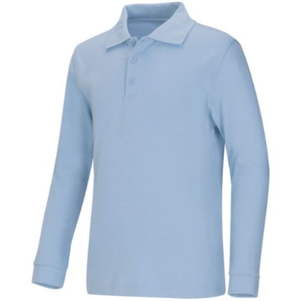 Classroom 58734 Adult Unisex Long Sleeve Interlock Polo Light Blue